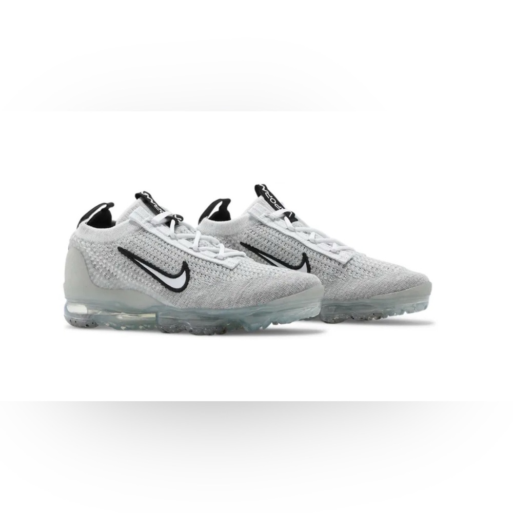 Nike VaporMax 2021 Flyknit GS Youth sz 7Y White Black Metallic Silver DB1550 100